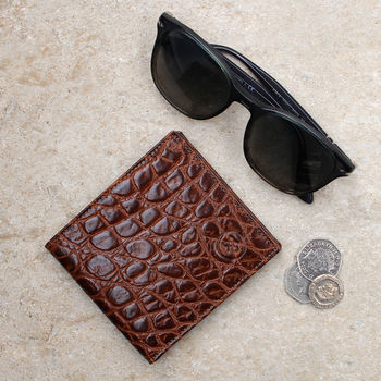 Mens Sleek Leather Wallet. 'The Vittore Croco', 6 of 8