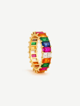 Rainbow Ring With Colourful Baguette Stones, 2 of 6