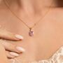 Pink Sapphire Pendant Necklace In Sterling Silver And Gold, thumbnail 8 of 12