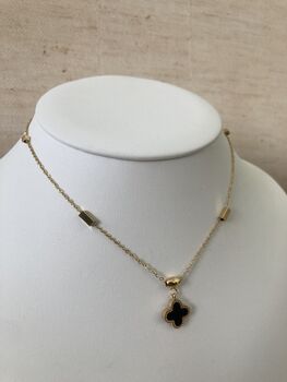 White And Black Double Sided Clover Necklace, 3 of 6