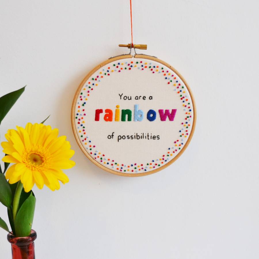 'Rainbow Of Possibilities' Hand Embroidery Hoop Art, 1 of 5