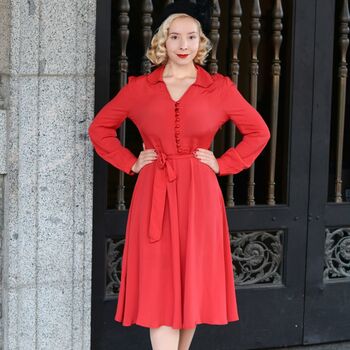 Clarice Dress In Mulberry Vintage 1940s Style, 3 of 3