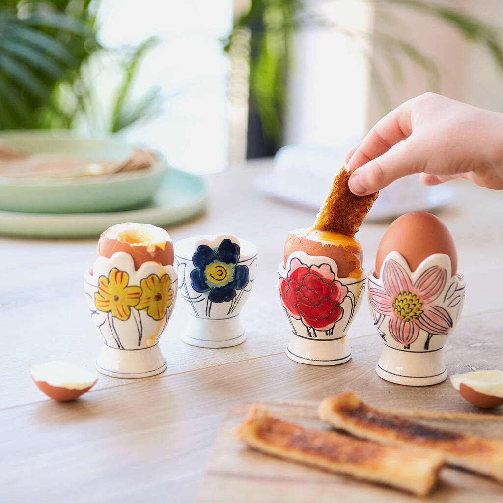 Molly Hatch Set Of Four Floral Egg Cups, 1 of 2