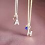 Child's Silver Plated Initial And Birthstone Necklace, thumbnail 1 of 7