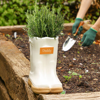 Personalised White Welly Boots Planters Gift Set, 5 of 8