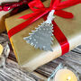 Personalised Silver Mirror Acrylic Christmas Tree Gift Tag Place Setting, thumbnail 4 of 5