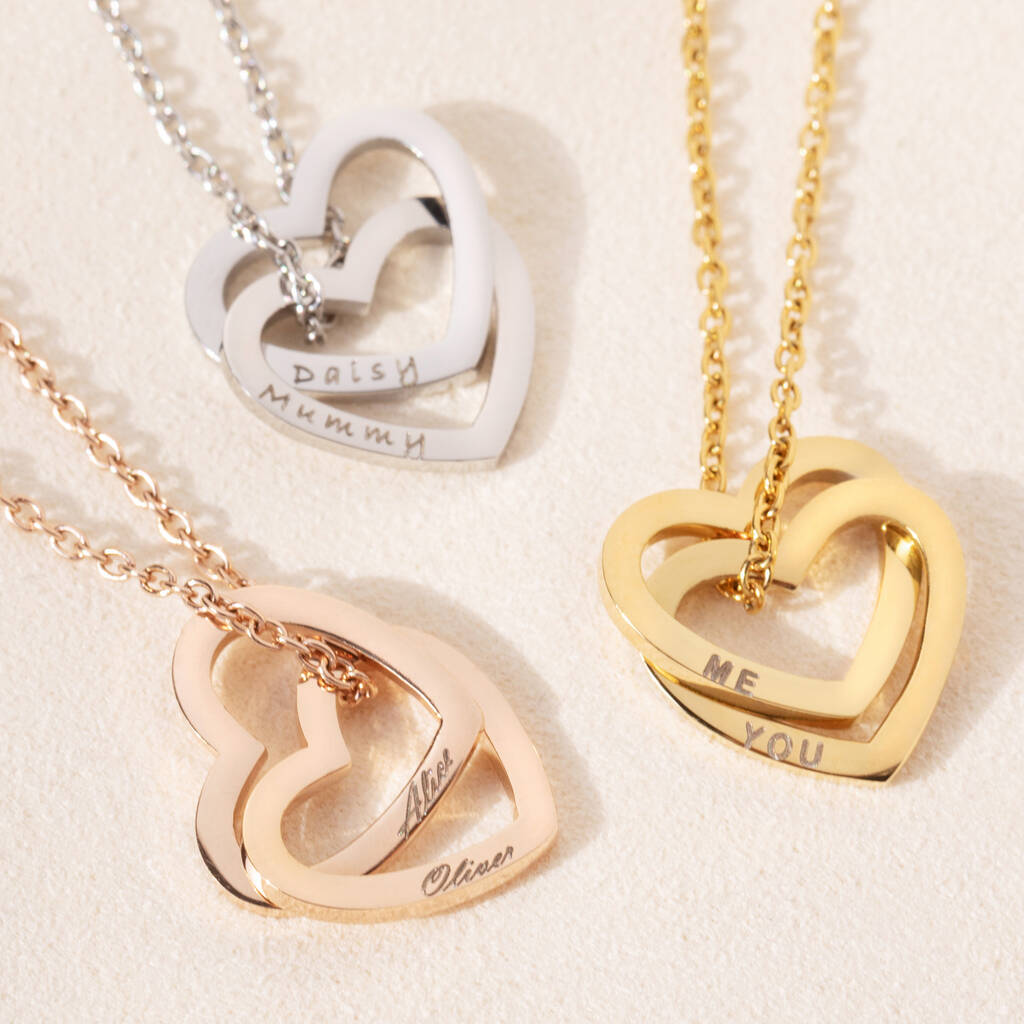 Personalised Interlocked Love Heart Necklace With Names By Florence London