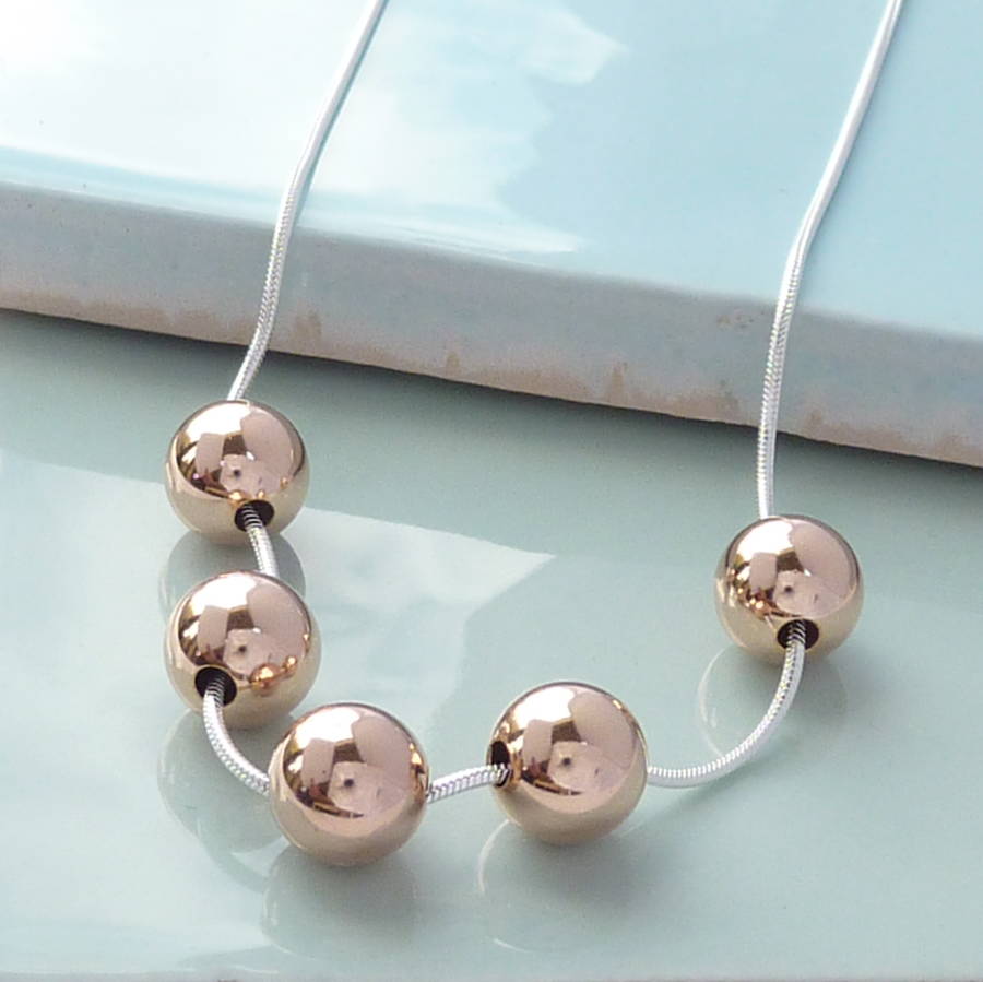 50th Birthday Handmade Rose Gold Bead Necklace By Handmade By Helle