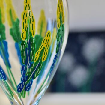 Yellow Muscari Hand Painted Wine Glass, 5 of 8