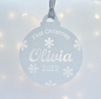 Baby's First Christmas Personalised Bauble, Baby Gift, 12 of 12