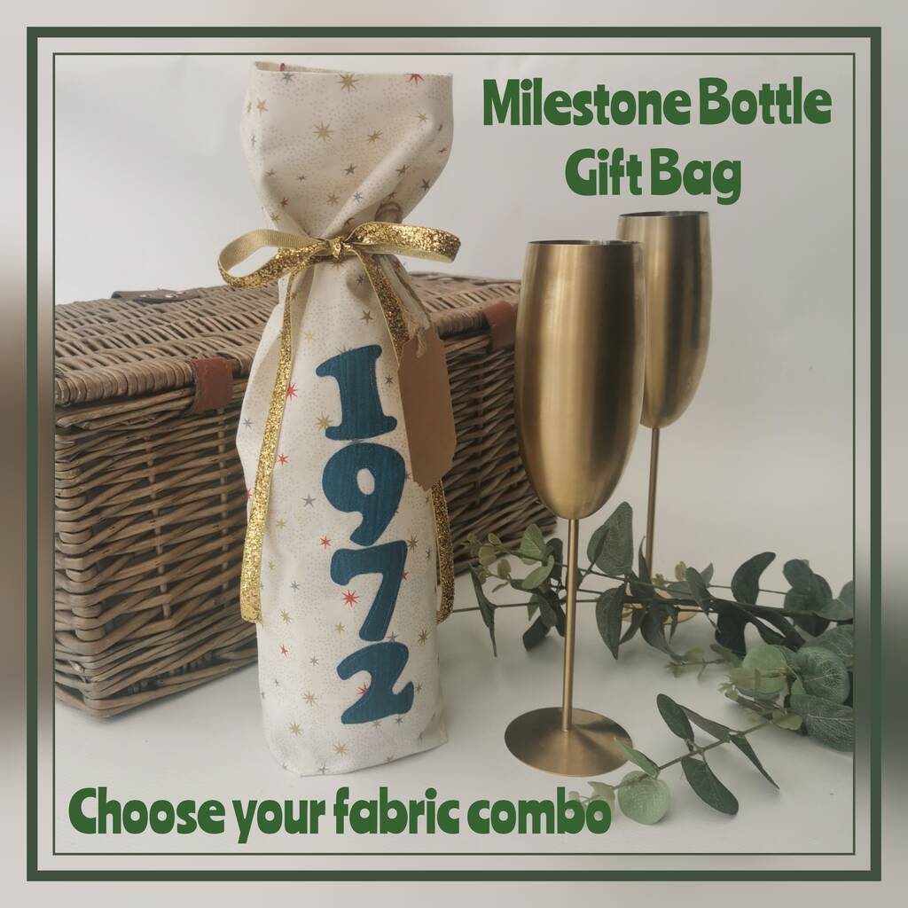 Custom Fabric Wine Bottle Gift Bag With Ribbon, 1 of 12