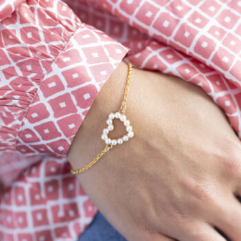 Personalised Heart Bracelet With Pearl Detail, 5 of 10