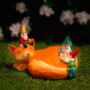 Solar Gnomes And Fox Garden Ornament Statue Figurine, thumbnail 9 of 9