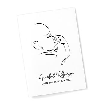 Personalised Line Art Relaxed Baby Print, 5 of 12