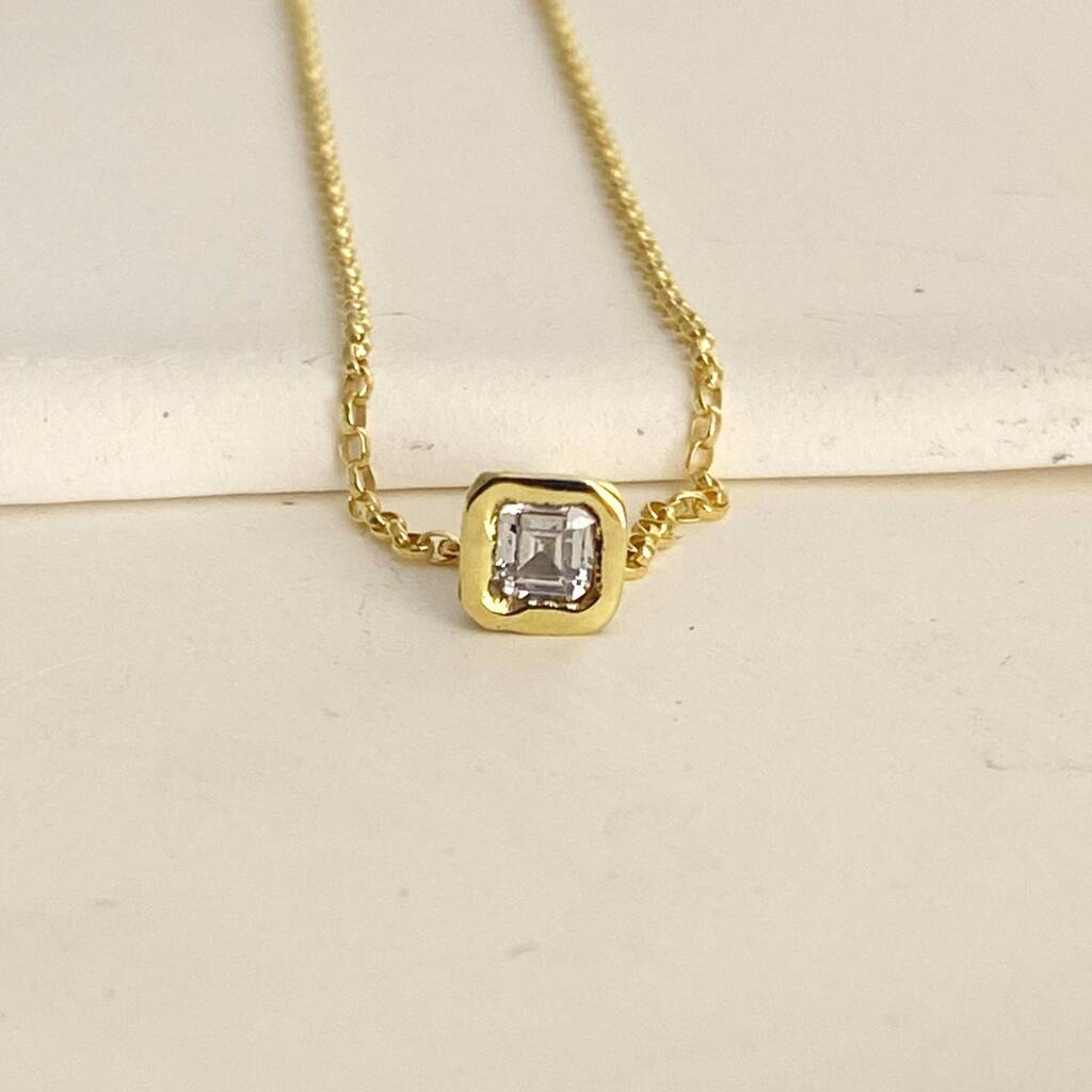 Cushion Cut Diamond Solitaire Necklace, 1 of 8