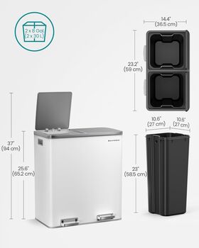 Dual Recycling Bin With Soft Close Lids, 2 of 12