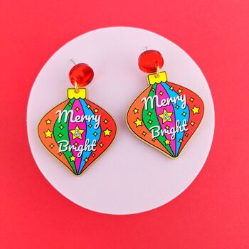 'Merry And Bright' Colourful Christmas Earrings, 2 of 6