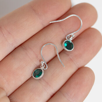 Sterling Silver Birthstone Drop Earrings, 4 of 10