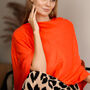 Bold Orange Red Poncho – One Size, Easy Overhead Style, thumbnail 2 of 8