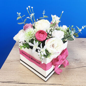 Personalised Flower Hat Box Pink And White, 6 of 7