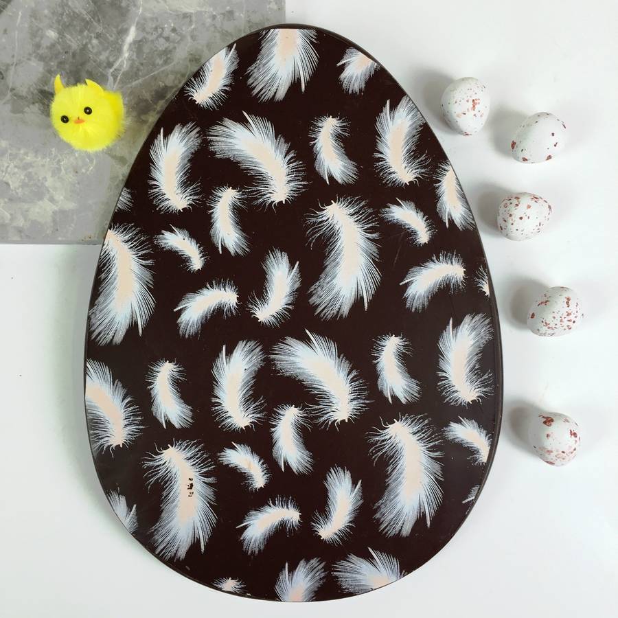 Large Dark Or Milk Chocolate Easter Egg With Feathers By Cocoapod