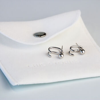 Sterling Silver Hooked Ear Jacket Stud Earrings, 4 of 5