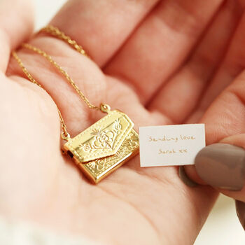Personalised Envelope Locket Necklace With Hidden Charm, 2 of 11