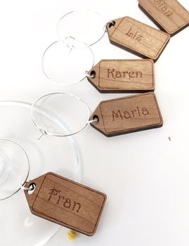 Personalised Five Christmas Name Tag Wine Glass Charms, 6 of 12