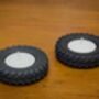 Land Rover Wheel Tea Light Candle Holders | Two Pack | Black Concrete Tyres, thumbnail 3 of 3