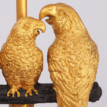 G Decor Aviary Doré Gold Parrot Bedside And Table Lamp With Black Shade, 5 of 5