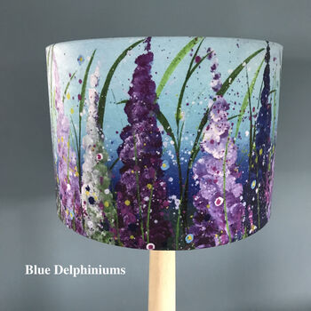 Blue Delphiniums Artist Handmade Lampshade, 3 of 6
