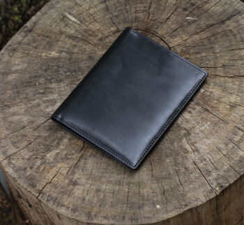 Luxury Black Leather Passport Holder Wallet Gift Boxed Personalised, 6 of 6