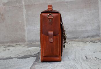 Personalised Handmade Leather Laptop Bag / Gift For Him, 5 of 12