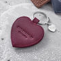Personalised Textured Leather Heart Charm Keyring, thumbnail 1 of 10