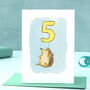 Hedgehog Fifth Birthday Card, thumbnail 1 of 8