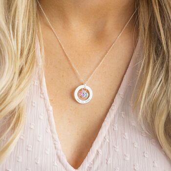 Sterling Silver Family Eternal Ring And Birthstone Personalised Necklace, 6 of 12