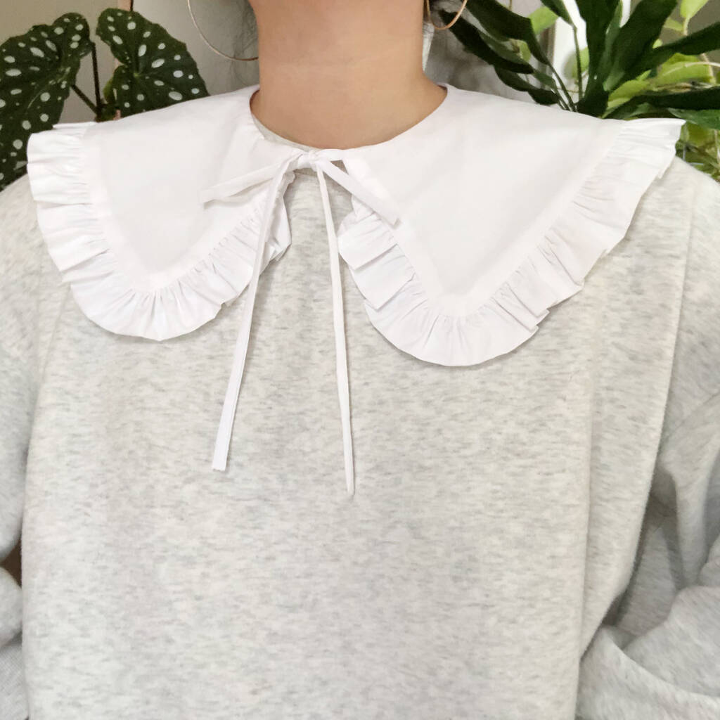 White Cotton Detachable Collar With Frill, 1 of 4