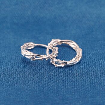 Silver Thorn Huggie Hoops, Minimalistic Everyday Hoops, 5 of 7