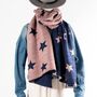 Navy And Pink Star Reversible Personalised Warm Scarf, thumbnail 1 of 10
