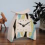 Ceramic Mantel Clock With Blue And Green Details, thumbnail 1 of 6