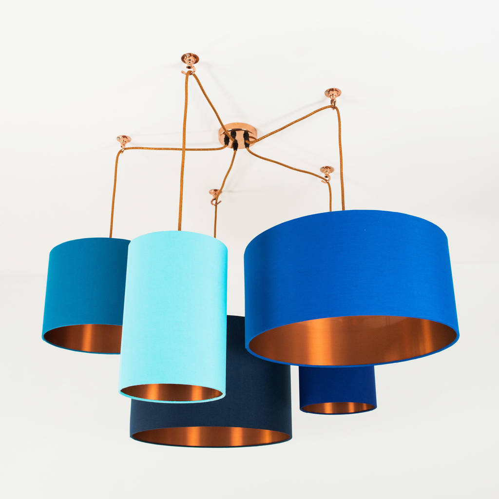 blue and copper lamp shade