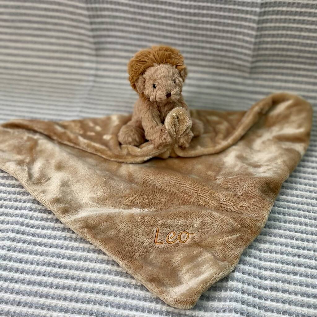 Personalised Lion Baby Comforter Blanket, 1 of 2