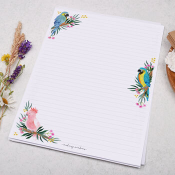 A4 Letter Writing Paper With Tropical Birds And Flowers, 3 of 4