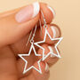 Large Sterling Silver Open Star Drop Earrings, thumbnail 2 of 5
