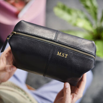 Personalised Initials Leather Wash Bag, 6 of 12