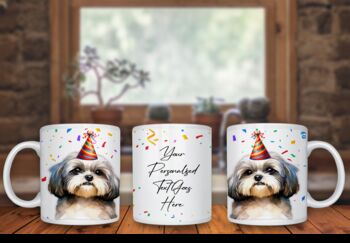 Personalised Shih Tzu Birthday Congratulations Party Mug, 2 of 2