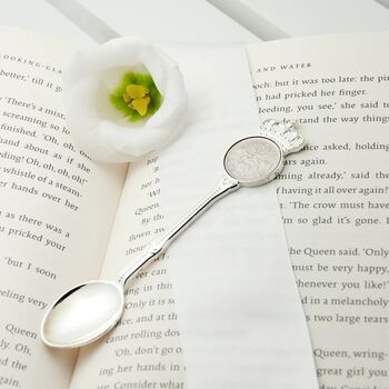 Personalised Silver Plated Lucky Sixpence Teaspoon, 5 of 8