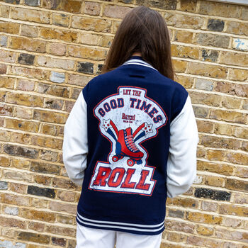 Let The Good Times Roll Vintage Style Varsity Jacket, 4 of 4