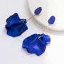 Royal Blue Hand Painted Large Petal Drop Earrings, thumbnail 1 of 3