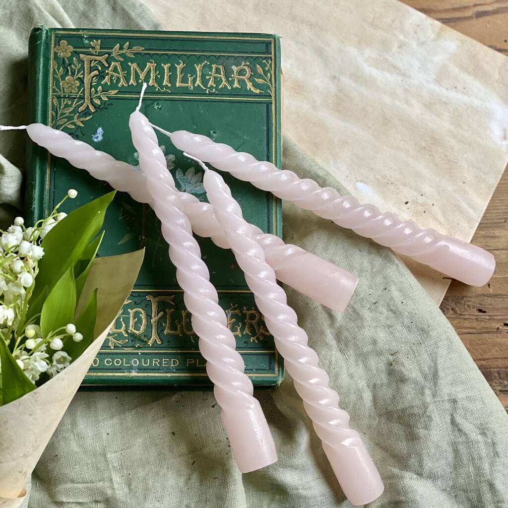 Blush Twirl Taper Candles Set Of Four By The Florist's Daughter